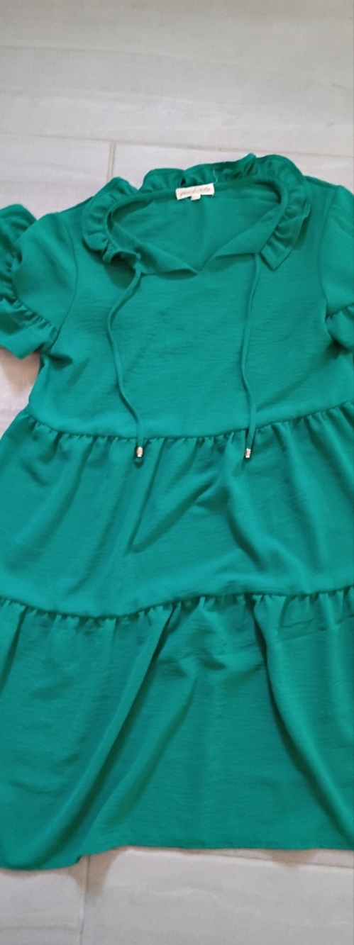 Women’s Emerald Green Ruffle Tiered Dress